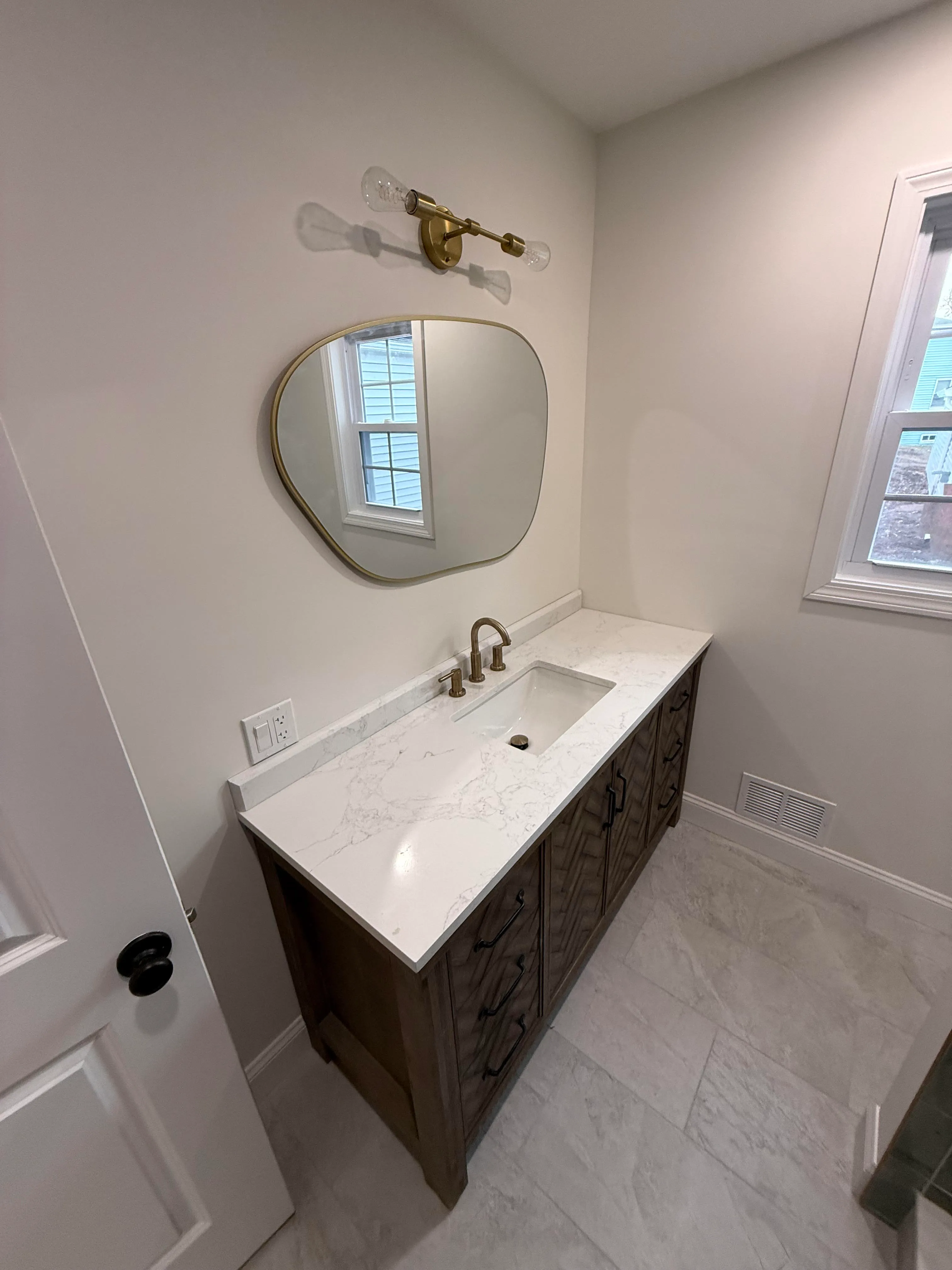 Custom bathroom vanity with modern fixtures