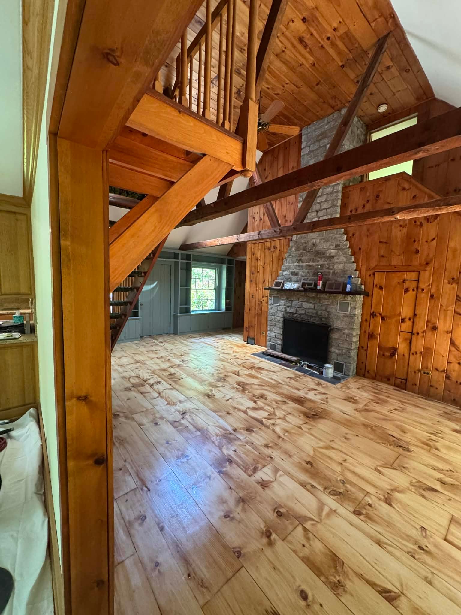 Pine plank hardwood flooring installation