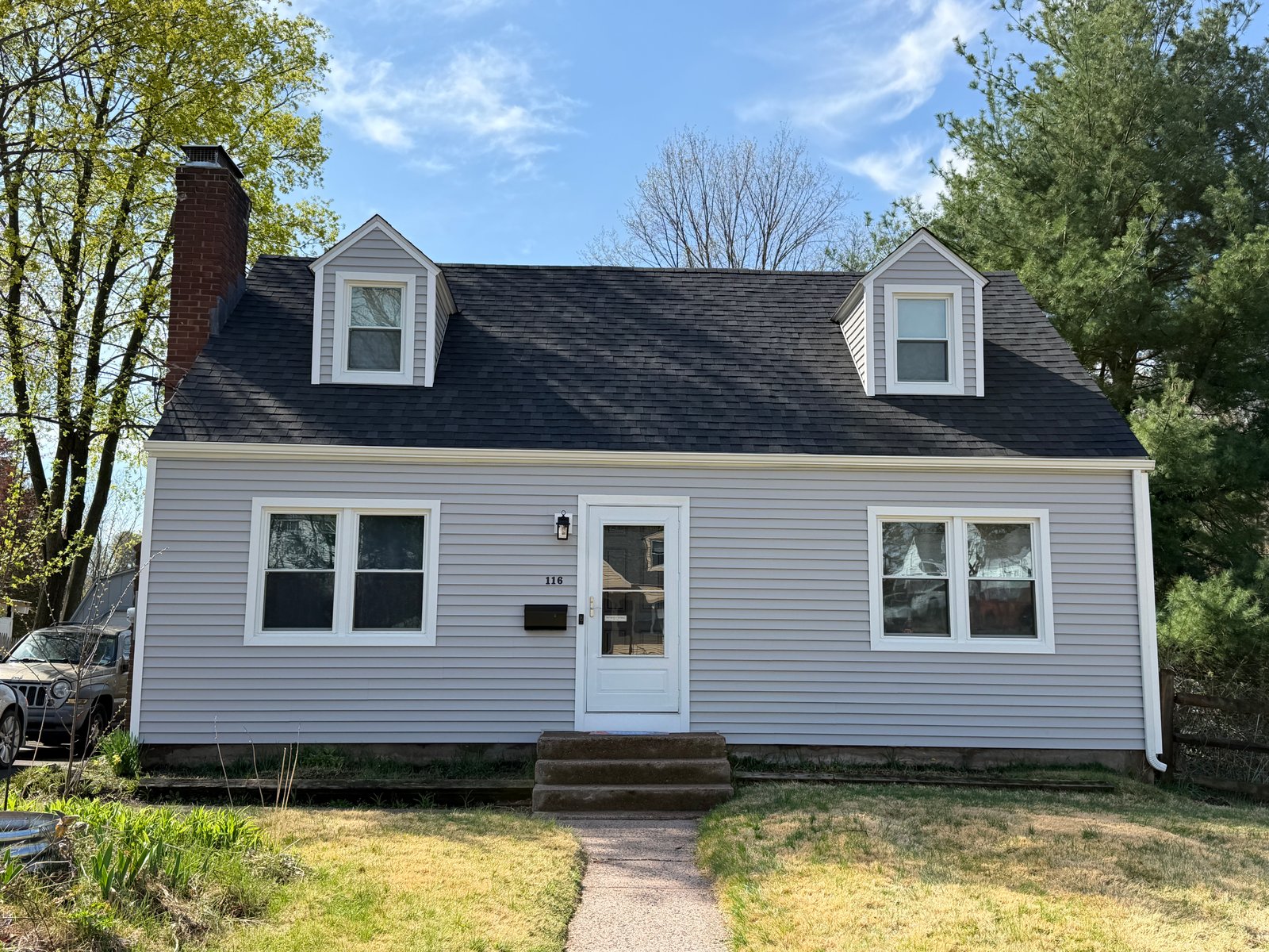Vinyl siding installation in progress
